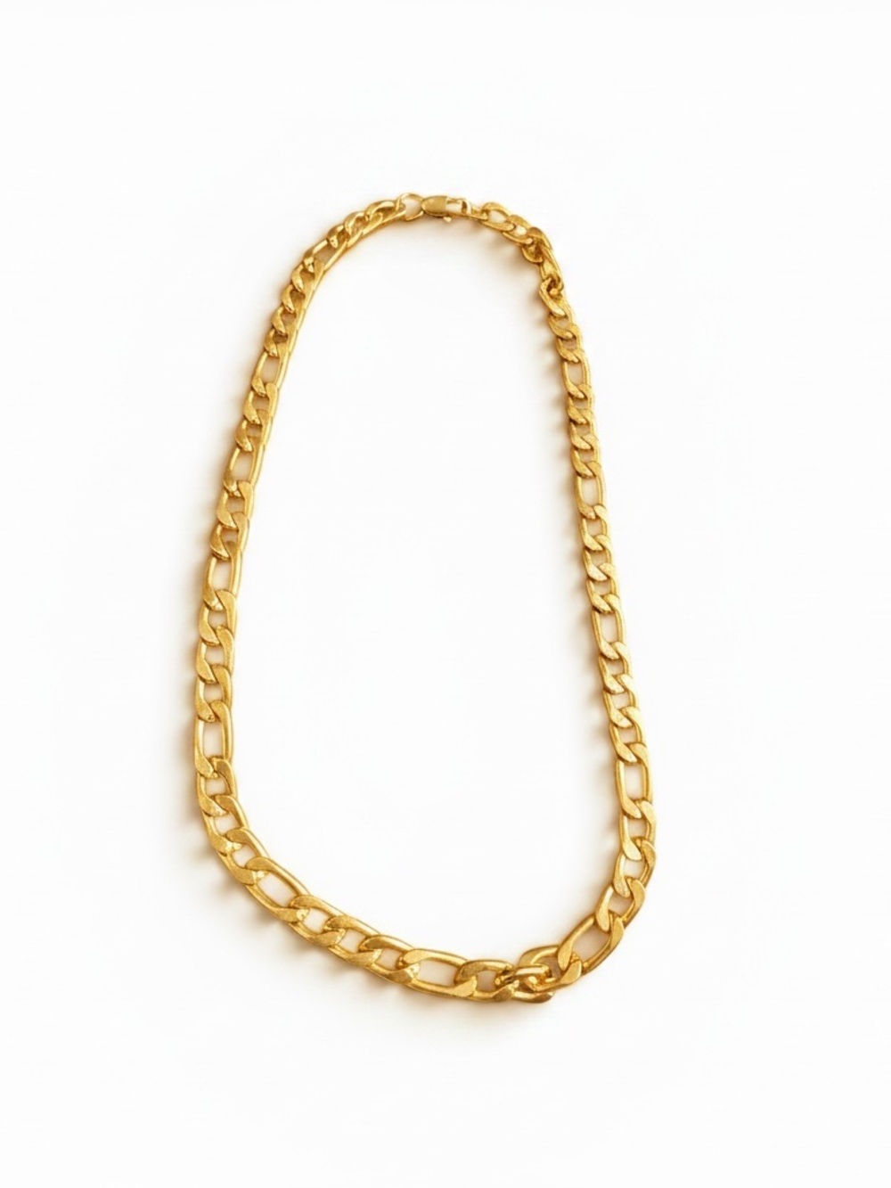 Vintage Gold Plated Curb Chain Necklace - Heavy Link Statement Chain